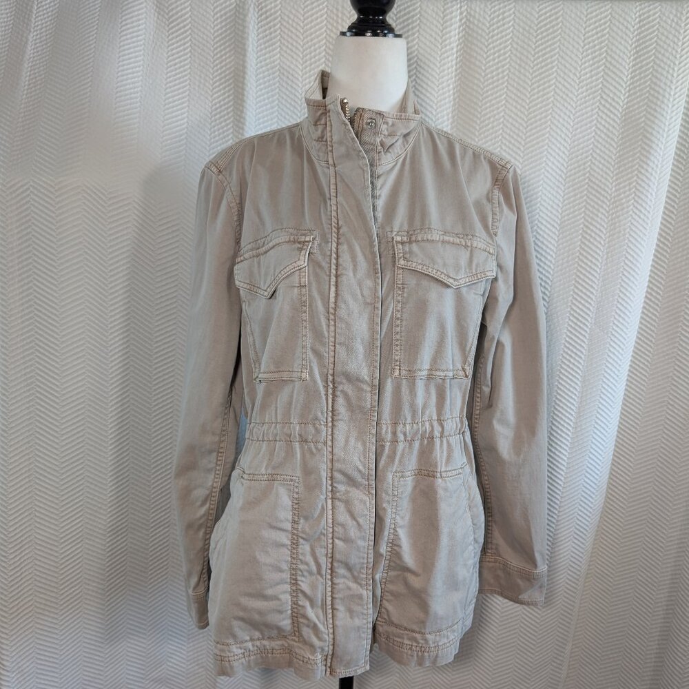 GAP Utility Jacket Drawstring Waist Khaki Neutral Size Medium Cotton Casual Fall